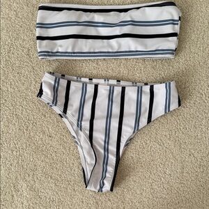 Striped Swim Set - Blue and Black
